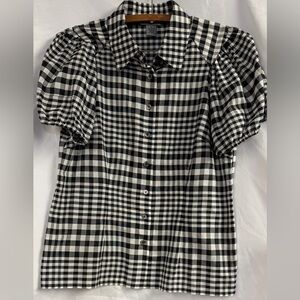 Anthropologie | Ellavie Black and White Checkered Button Down Shirt